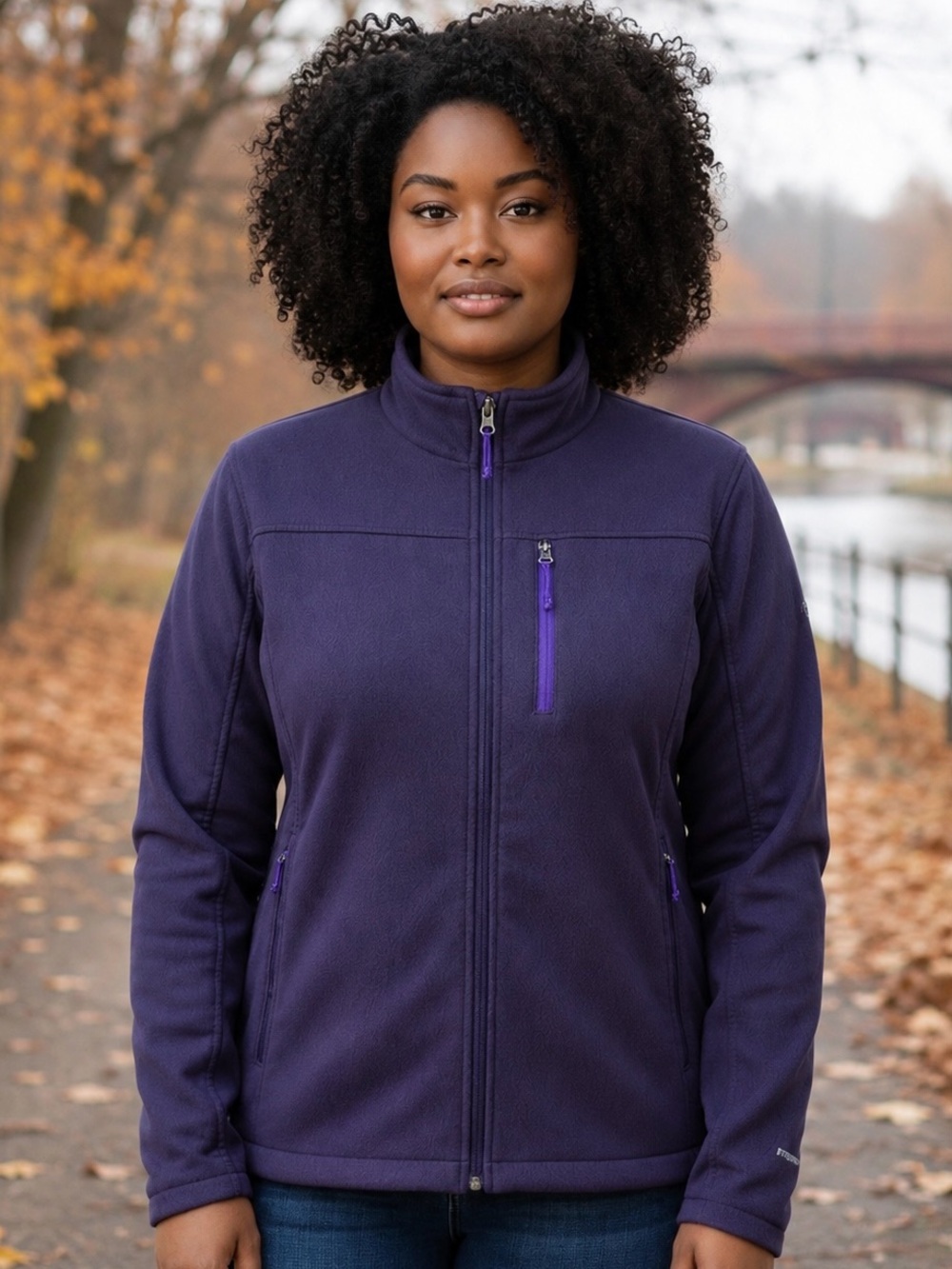 Free Country Purple Cozy Jacket Full Zip Soft Sided Roomy Multiple Pockets XL